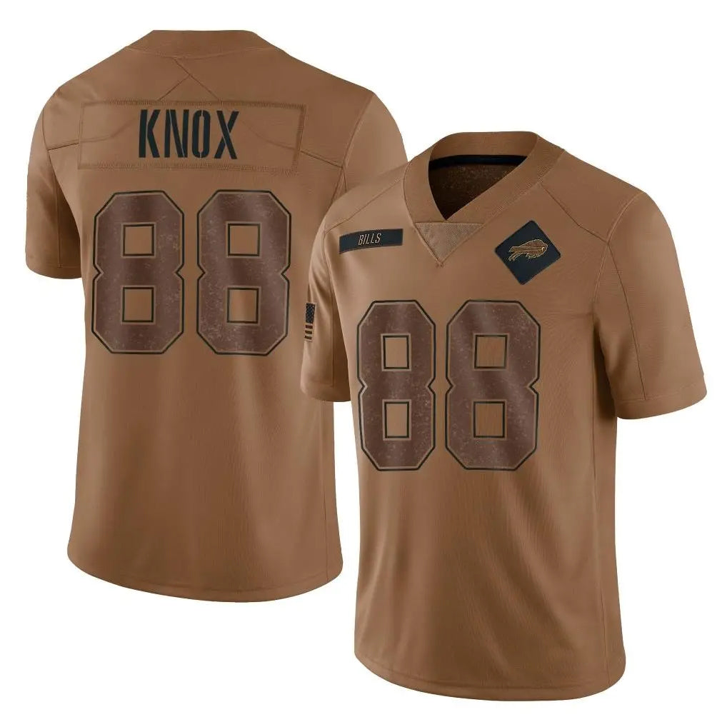 PETTCS B.Bills #88 Dawson Knox Player Brown Salute To Service Limited Stitched Jerseys