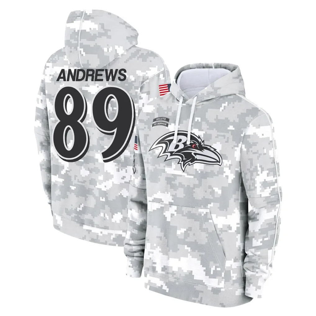 PETTCS B.Ravens #89 Mark Andrews Player Arctic Camo Salute To Service Hoodie Stitched Jerseys