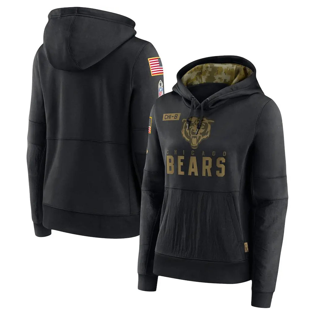 PETTCS C.Bears Black Salute to Service Pullover Hoodies Limited Blank Player Stitched Jerseys
