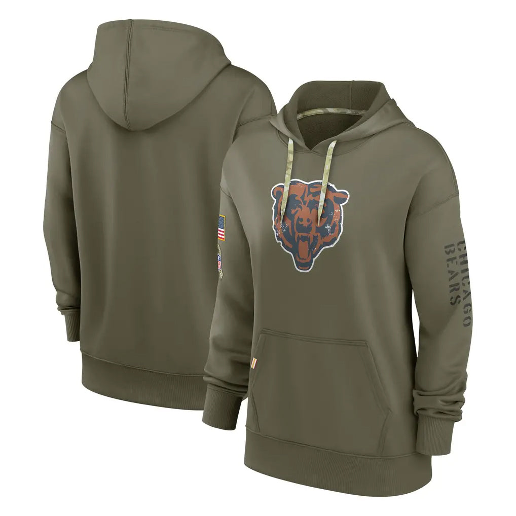 PETTCS C.Bears Olive Salute to Service Pullover Hoodies Blank Player Stitched Jerseys