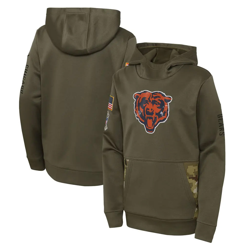PETTCS C.Bears Olive Salute to Service Pullover Hoodies Limited Blank Player Stitched Jerseys