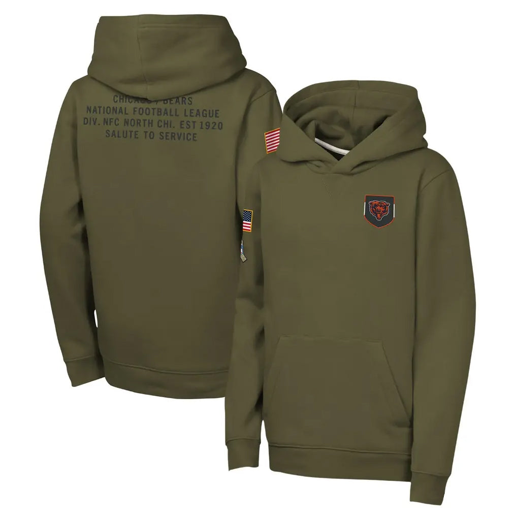 PETTCS C.Bears Olive Salute to Service Pullover Hoodies Limited Game Blank Player Stitched Jerseys
