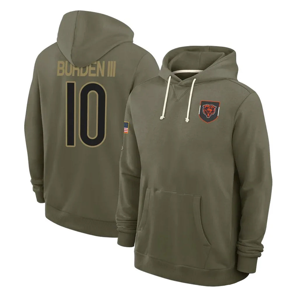 PETTCS C.Bears #10 Luther Burden III Player Olive Salute to Service Pullover Hoodies Limited Stitched Jerseys