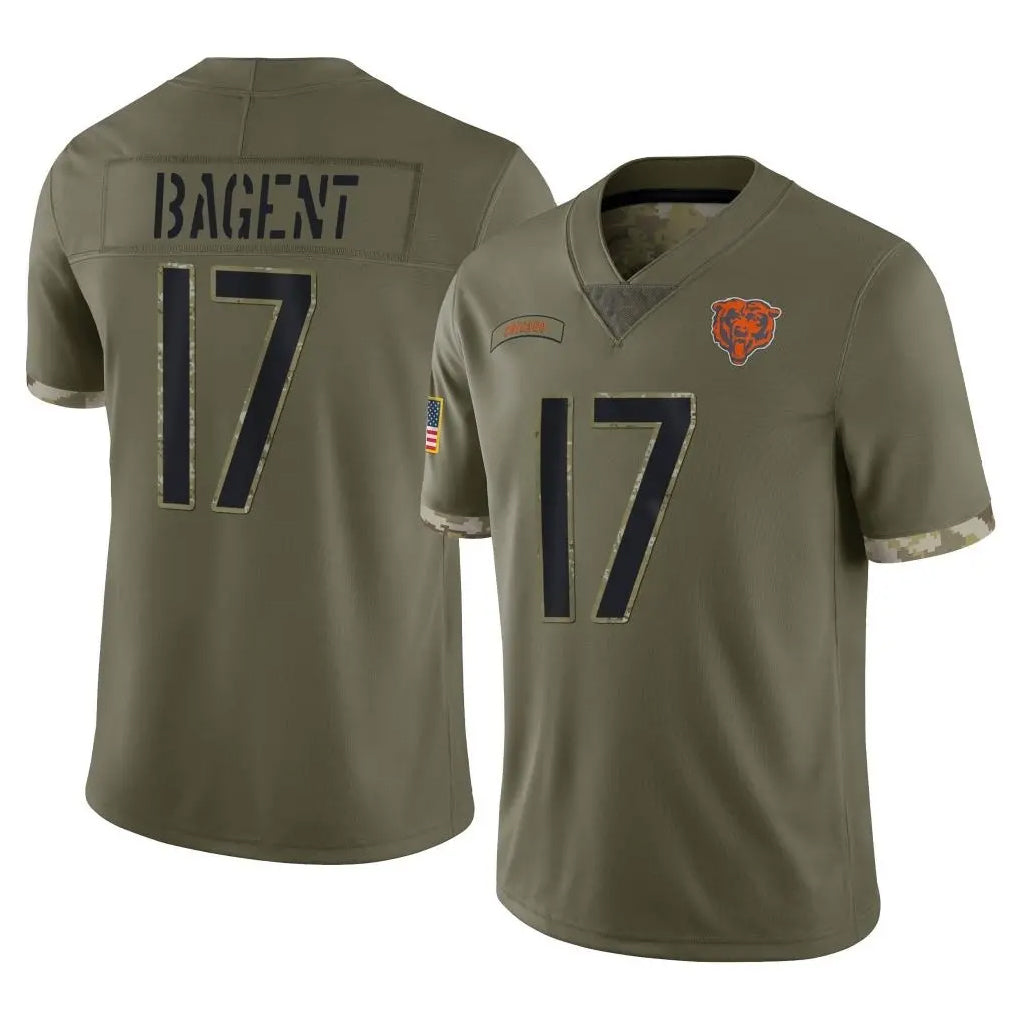 PETTCS C.Bears #17 Tyson Bagent Player Olive Salute to Service Limited Game Stitched Jerseys