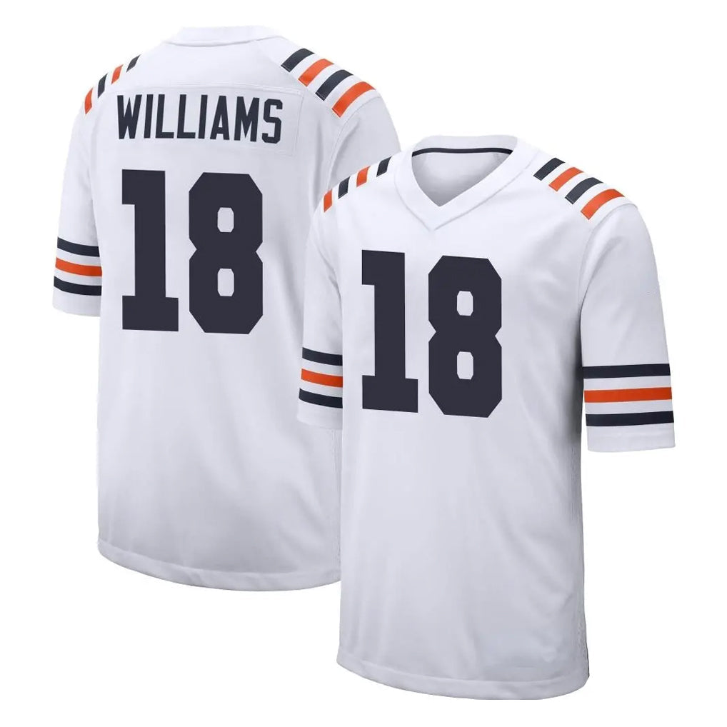 PETTCS C.Bears #18 Caleb Williams Player White Classic Home Game Stitched Jerseys
