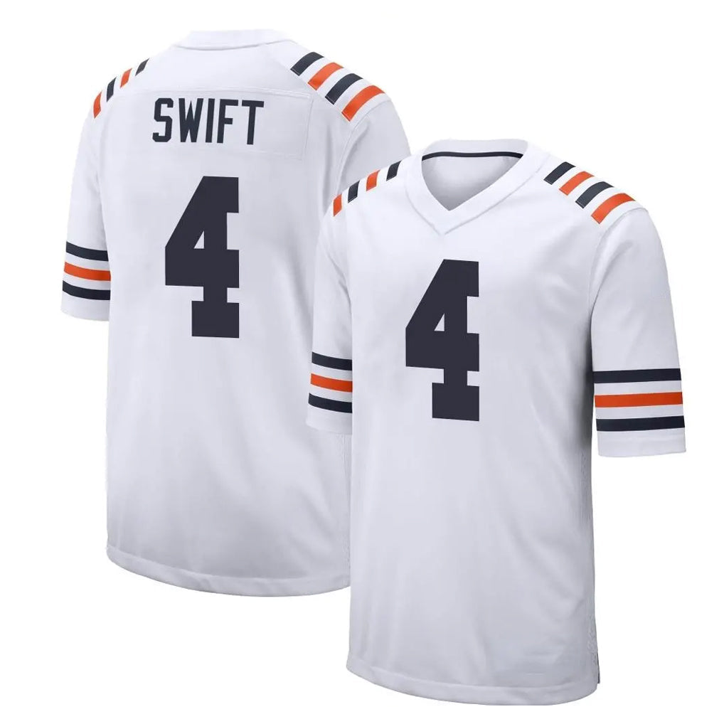 PETTCS C.Bears #4 D'Andre Swift Player White Classic Home Game Stitched Jerseys