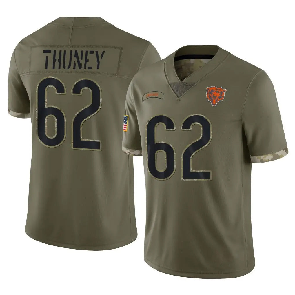 PETTCS C.Bears #62 Joe Thuney Player Olive Salute to Service Limited Game Stitched Jerseys