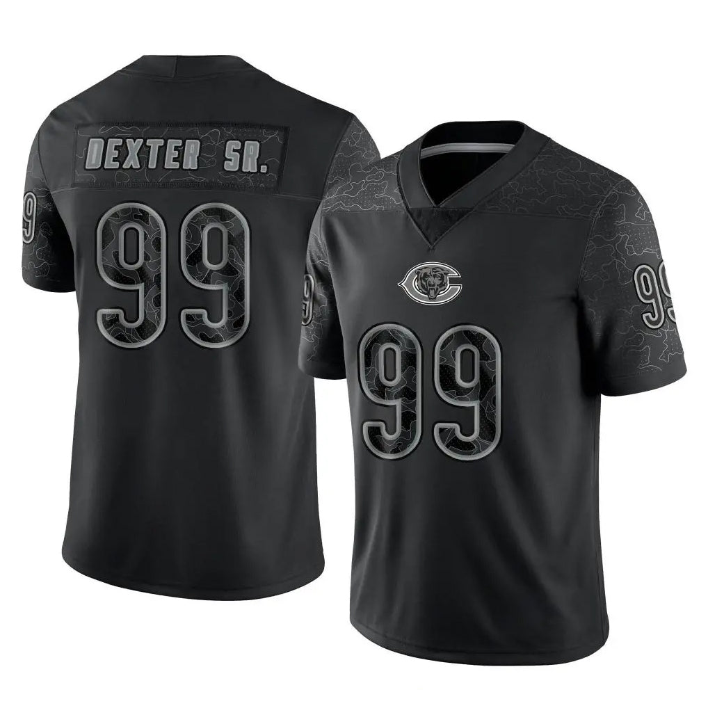 PETTCS C.Bears #99 Gervon Dexter Sr. Player Black REFLECTIVE Limited Game Stitched Jerseys