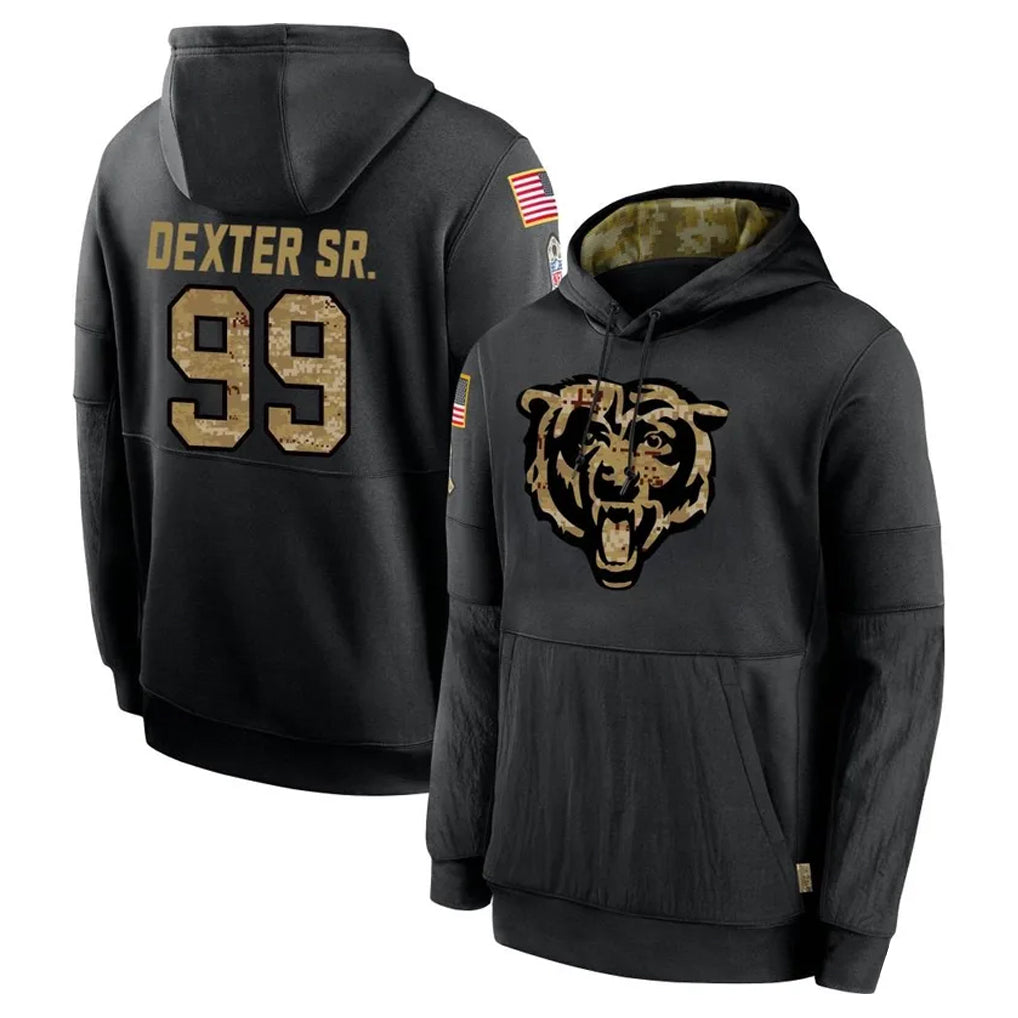 PETTCS C.Bears #99 Gervon Dexter Sr. Player Black Salute to Service Pullover Hoodies Limited Stitched Jerseys