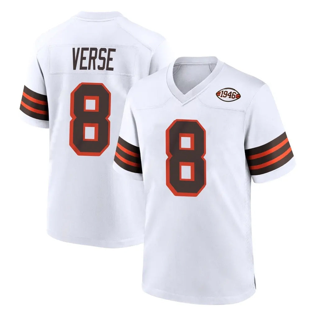 PETTCS C.Browns #8 Jared Verse Player White Alternate Home Game Stitched Jerseys
