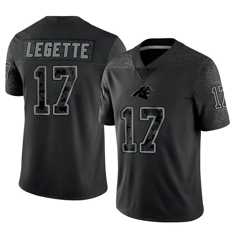PETTCS C.Panthers #17 Xavier Legette Player Black REFLECTIVE Limited Stitched Jerseys