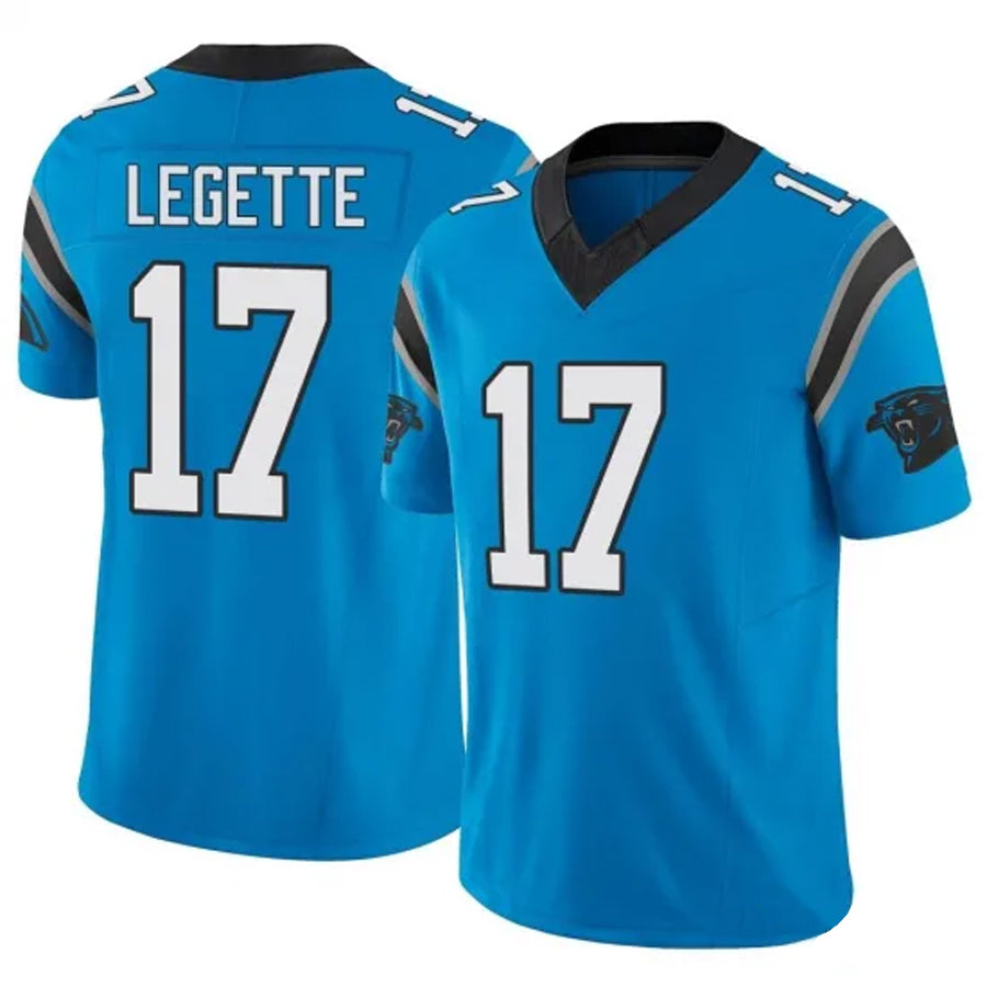 PETTCS C.Panthers #17 Xavier Legette Player Blue Vapor F.U.S.E. Limited Stitched Jerseys
