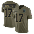 PETTCS C.Panthers #17 Xavier Legette Player Salute To Service Olive Limited Stitched Jerseys