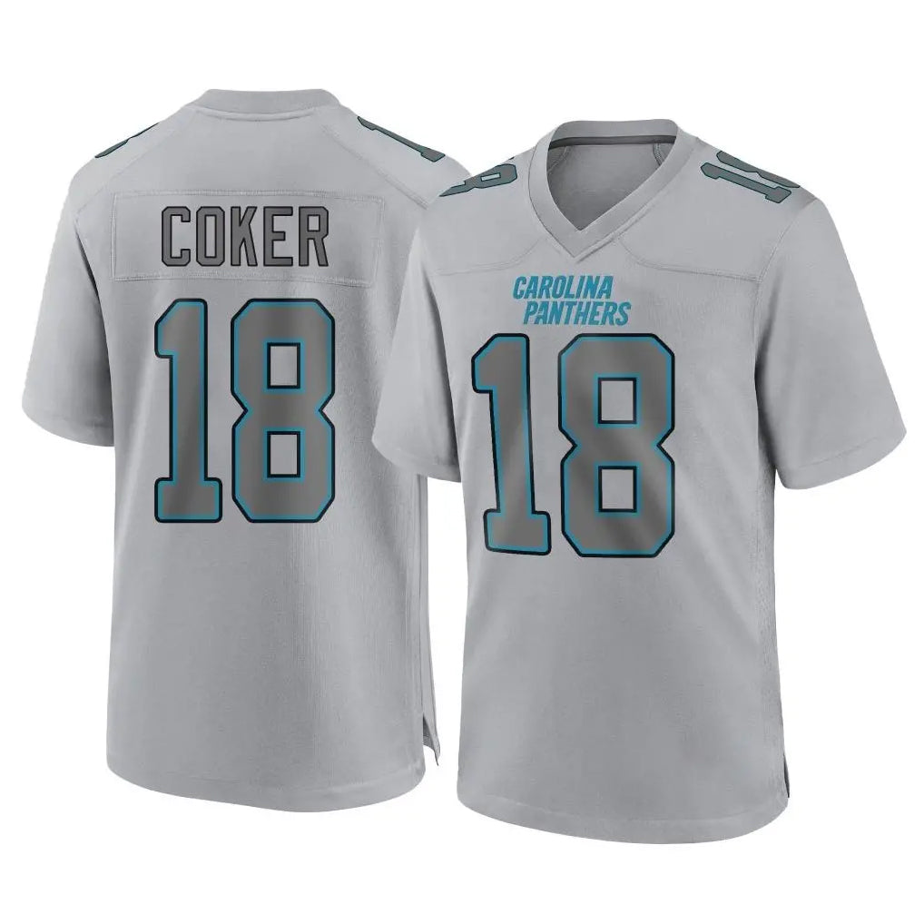 PETTCS C.Panthers #18 Jalen Coker Player Gray Atmosphere Fashion Game Stitched Jerseys