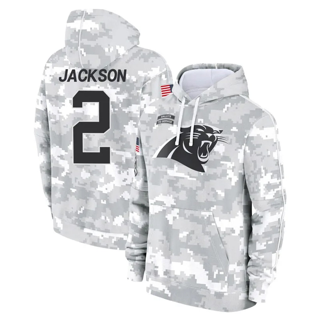 PETTCS C.Panthers #2 Michael Jackson Player Arctic Camo Salute to Service Pullover Hoodies Limited Game Stitched Jerseys