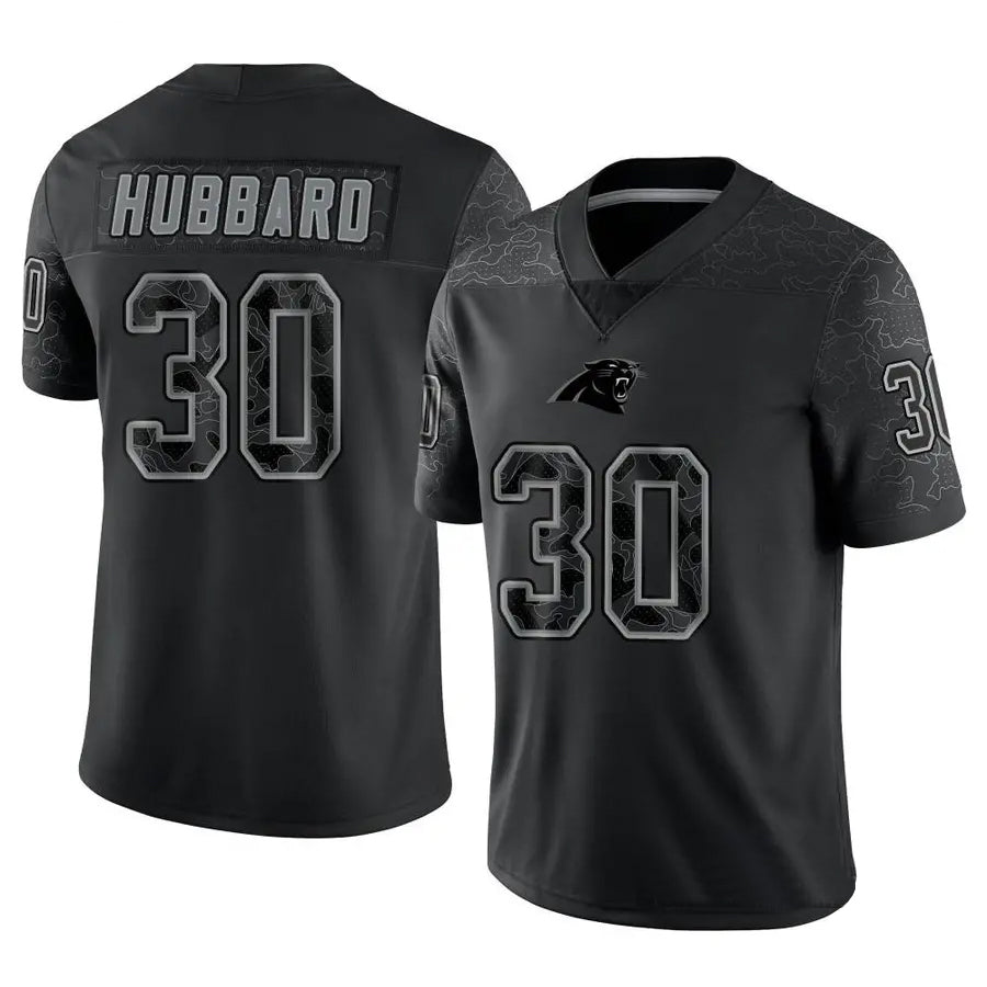 PETTCS C.Panthers #30 Chuba Hubbard Player Black Limited Reflective Stitched Jerseys