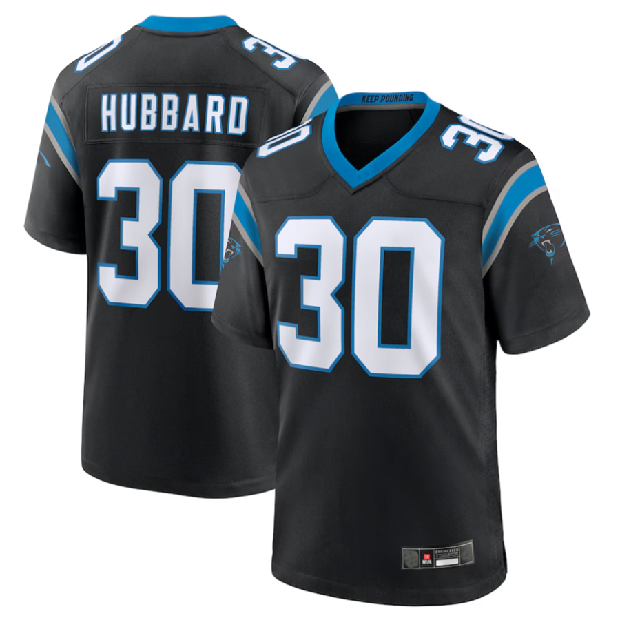 PETTCS C.Panthers #30 Chuba Hubbard Player Black Team Game Stitched Jerseys