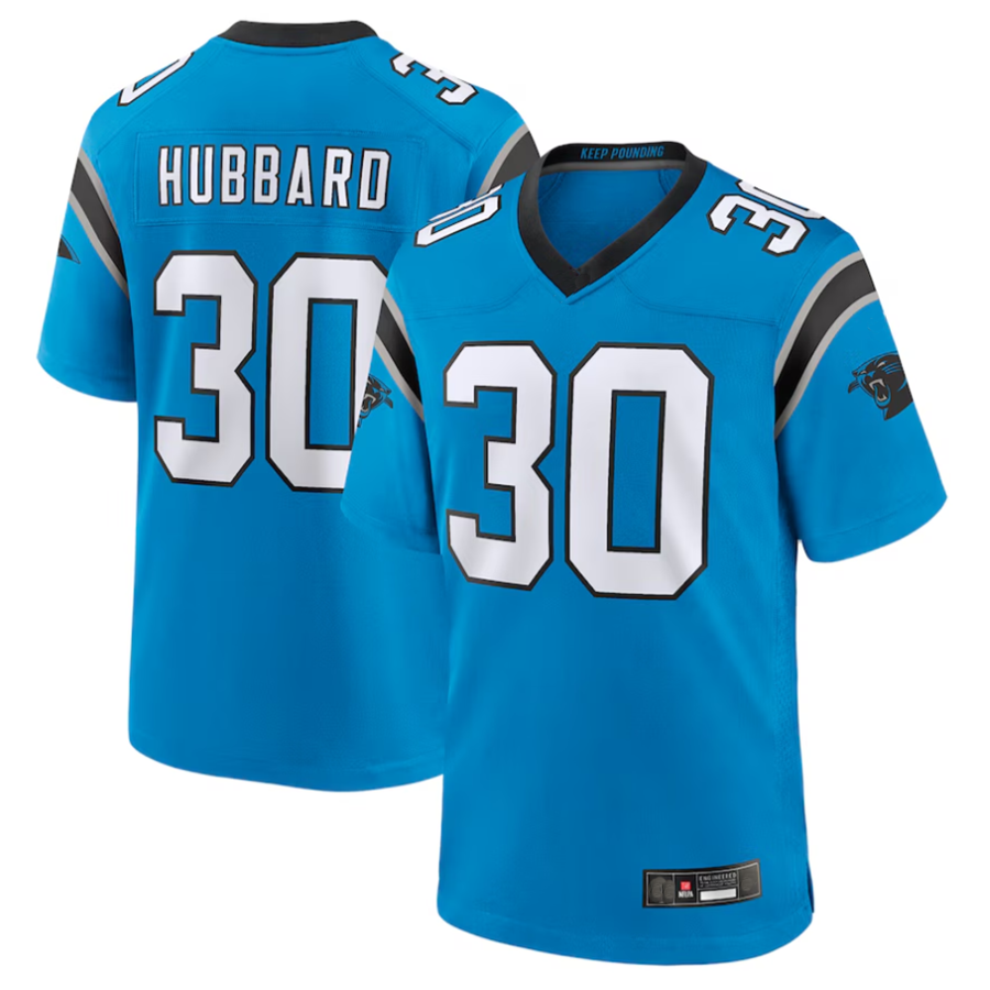 PETTCS C.Panthers #30 Chuba Hubbard Player Blue Game Stitched Jerseys