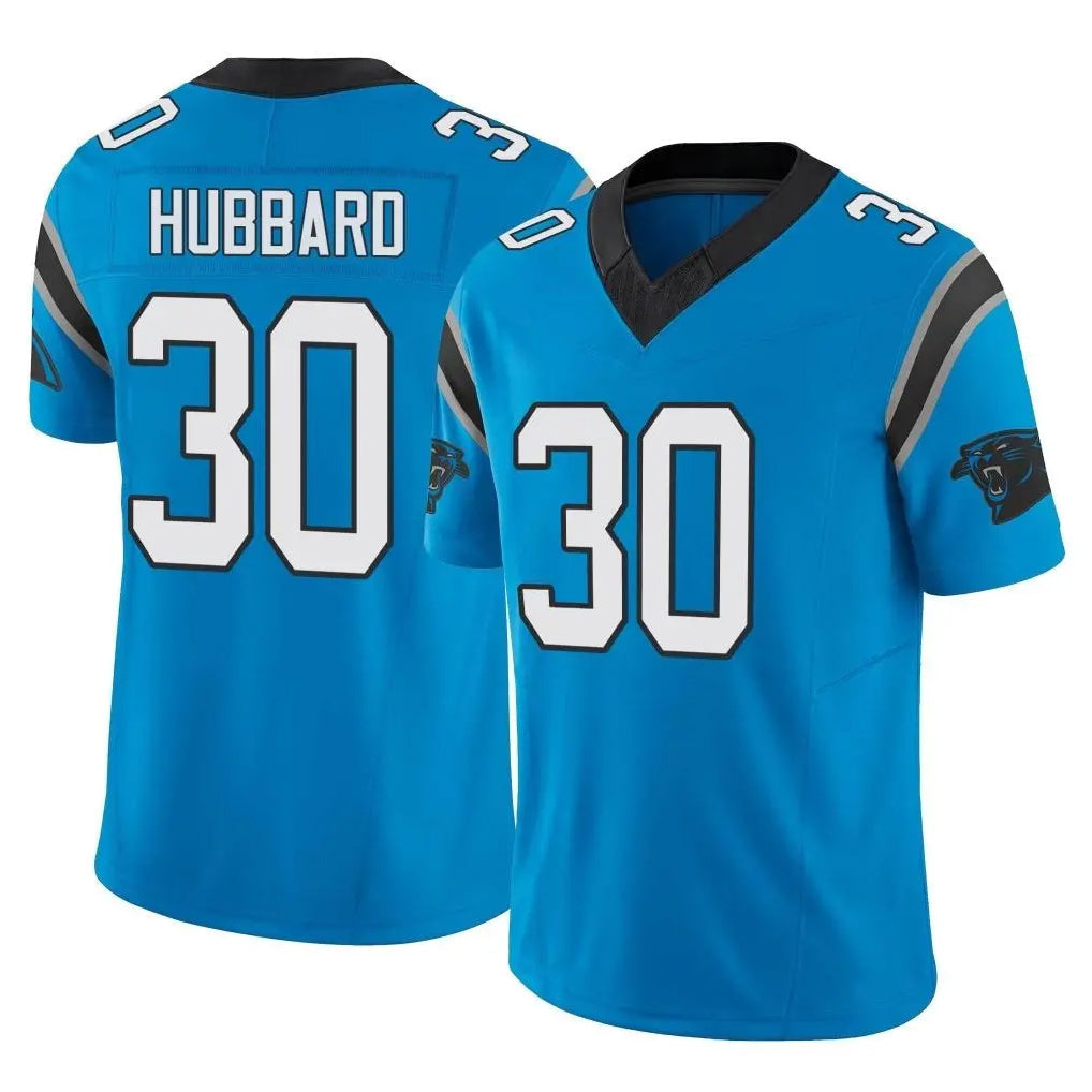 PETTCS C.Panthers #30 Chuba Hubbard Player Blue Vapor F.U.S.E. Limited Home Game Stitched Jerseys