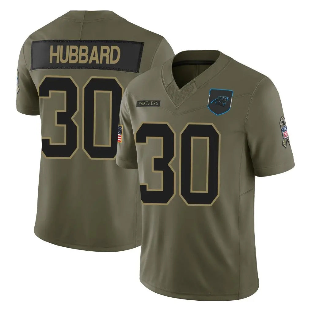 PETTCS C.Panthers #30 Chuba Hubbard Player Olive Salute to Service Limited Home Game Stitched Jerseys