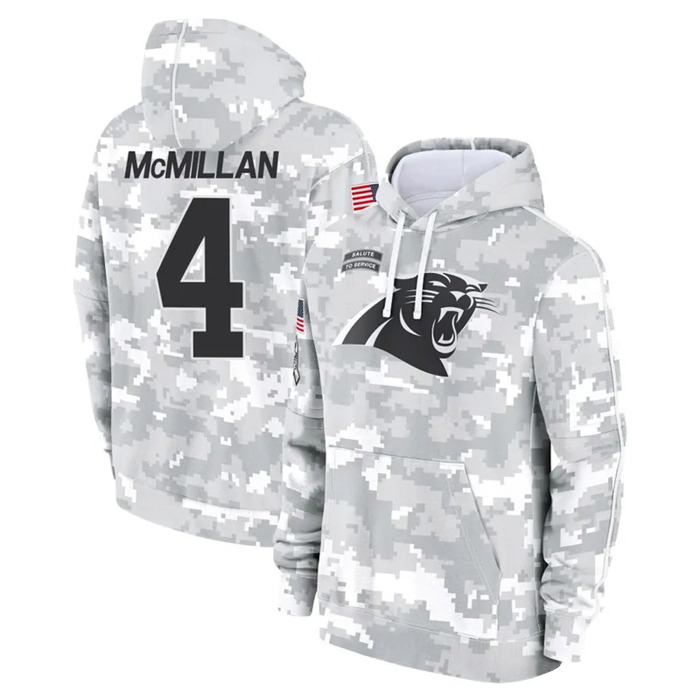 PETTCS C.Panthers #4 Tetairoa McMillan Player Arctic Camo Salute to Service Limited Hoodies Stitched Jerseys