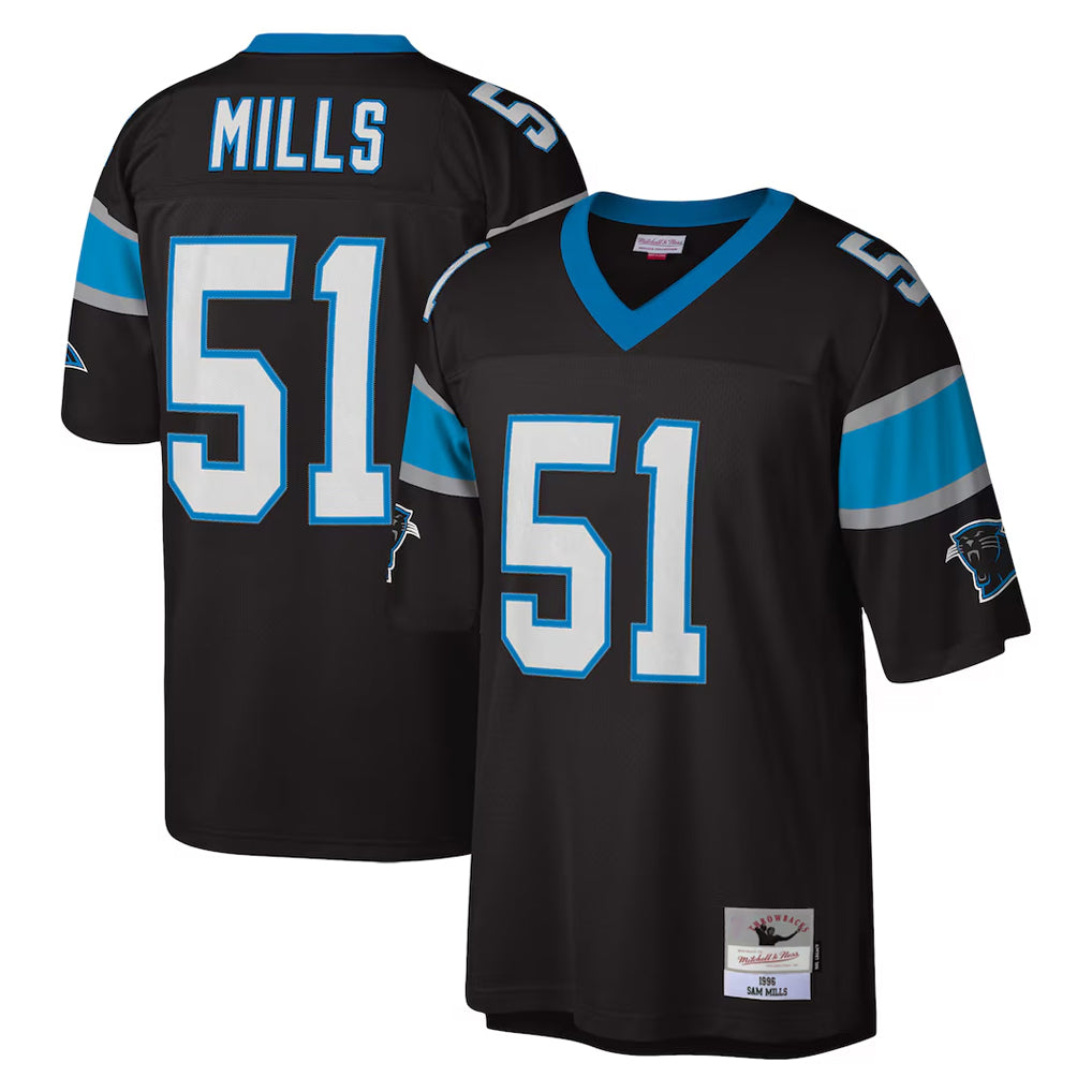 PETTCS C.Panthers #51 Sam Mills Player Black Mitchell & Ness Legacy Replica Stitched Jerseys