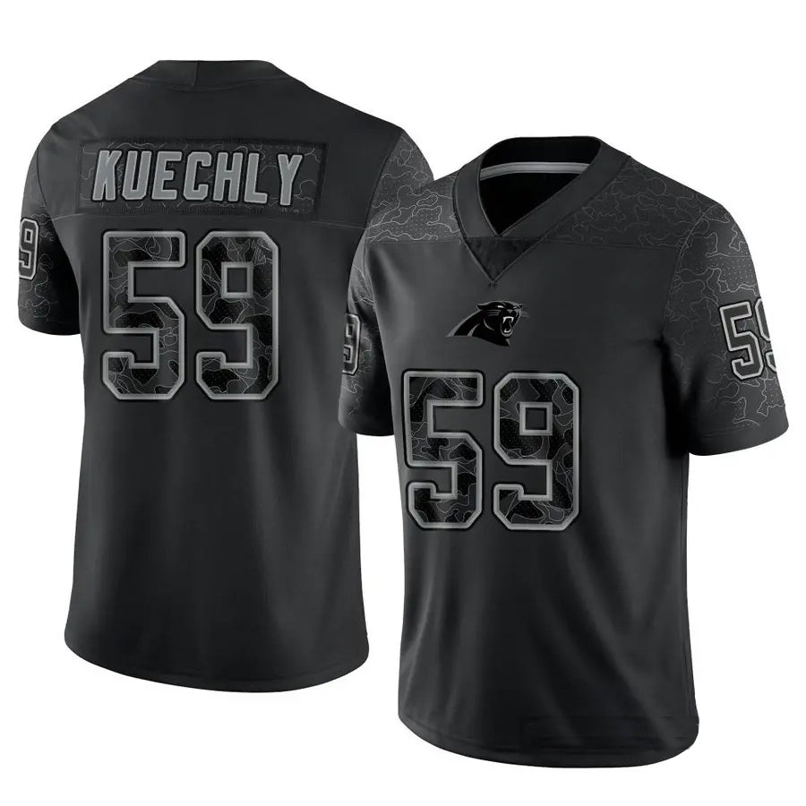 PETTCS C.Panthers #59 Luke Kuechly Player Black REFLECTIVE Limited Stitched Jerseys