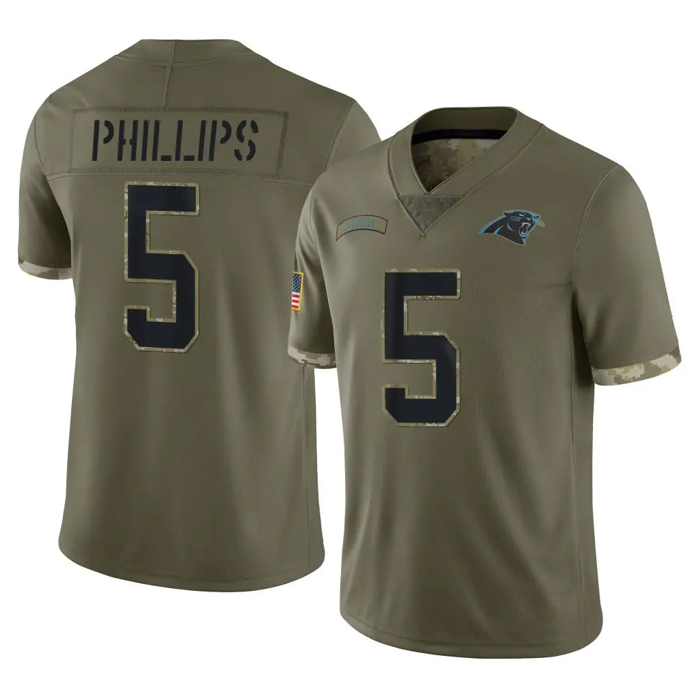 PETTCS C.Panthers #5 Jaelan Phillips Player Olive Salute to Service Game Stitched Jerseys
