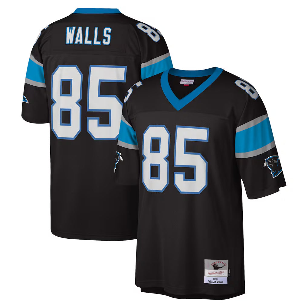 PETTCS C.Panthers #85 Wesley Walls Player Black Mitchell & Ness Legacy Replica Stitched Jerseys