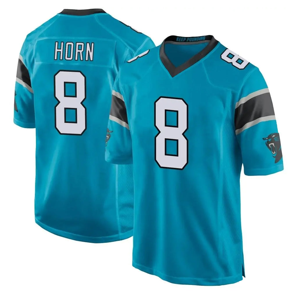 PETTCS C.Panthers #8 Jaycee Horn Player Blue Game Stitched Jerseys