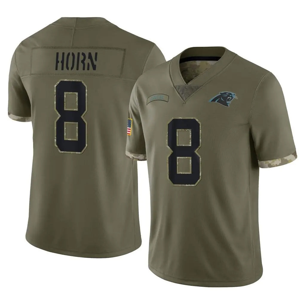 PETTCS C.Panthers #8 Jaycee Horn Player Olive Salute to Service Game Stitched Jerseys