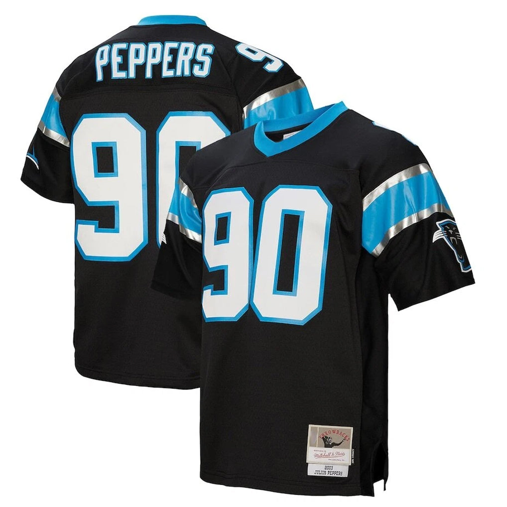 PETTCS C.Panthers #90 Julius Peppers Player Black Mitchell & Ness Legacy Replica Stitched Jerseys