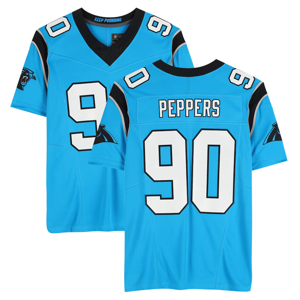 PETTCS C.Panthers #90 Julius Peppers Player Blue Mitchell & Ness Legacy Replica Stitched Jerseys