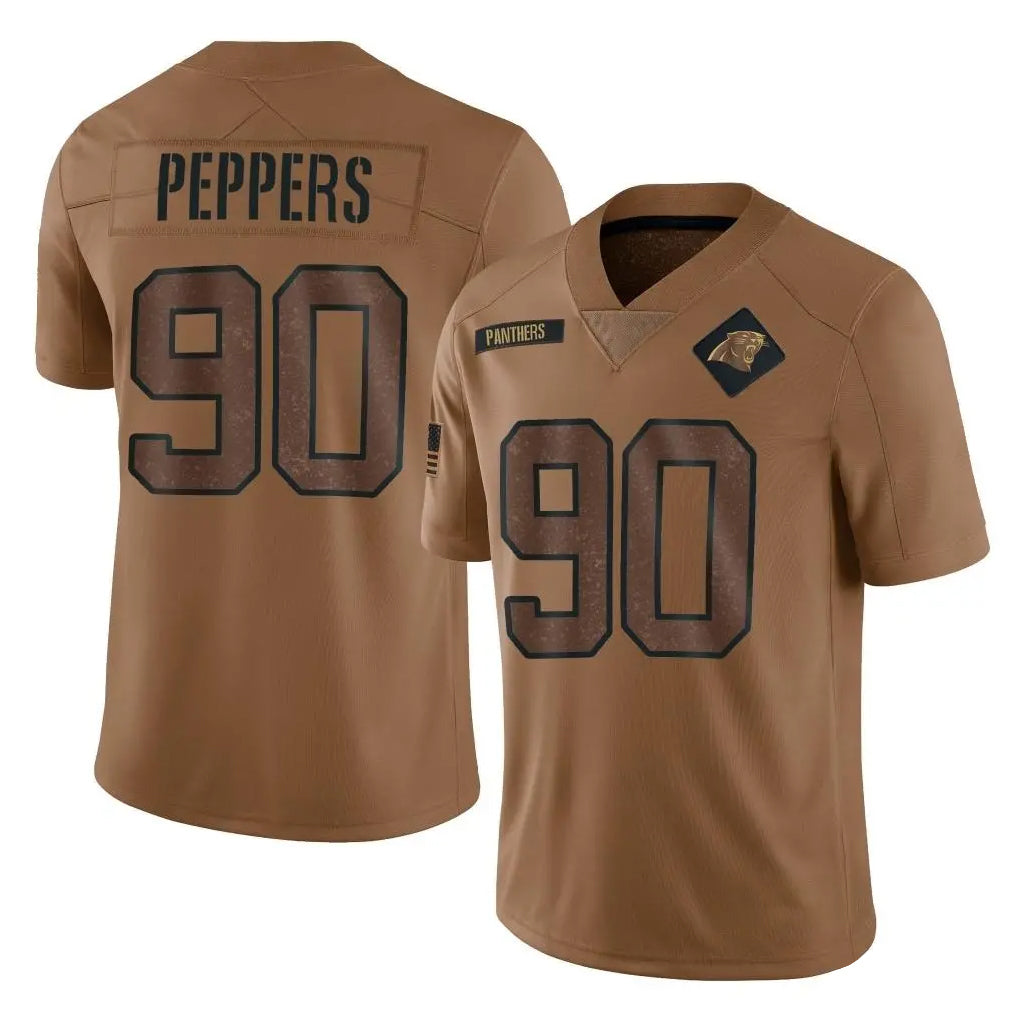 PETTCS C.Panthers #90 Julius Peppers Player Brown Salute to Service Limited Stitched Jerseys
