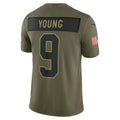 PETTCS C.Panthers #9 Bryce Young Olive 2025 Salute to Service Limited Stitched Jerseys