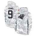 PETTCS C.Panthers #9 Bryce Young Player Arctic Camo Salute to Service Pullover Hoodies Limited Game Stitched Jerseys