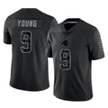 PETTCS C.Panthers #9 Bryce Young Player Black Limited Reflective Game Stitched Jerseys