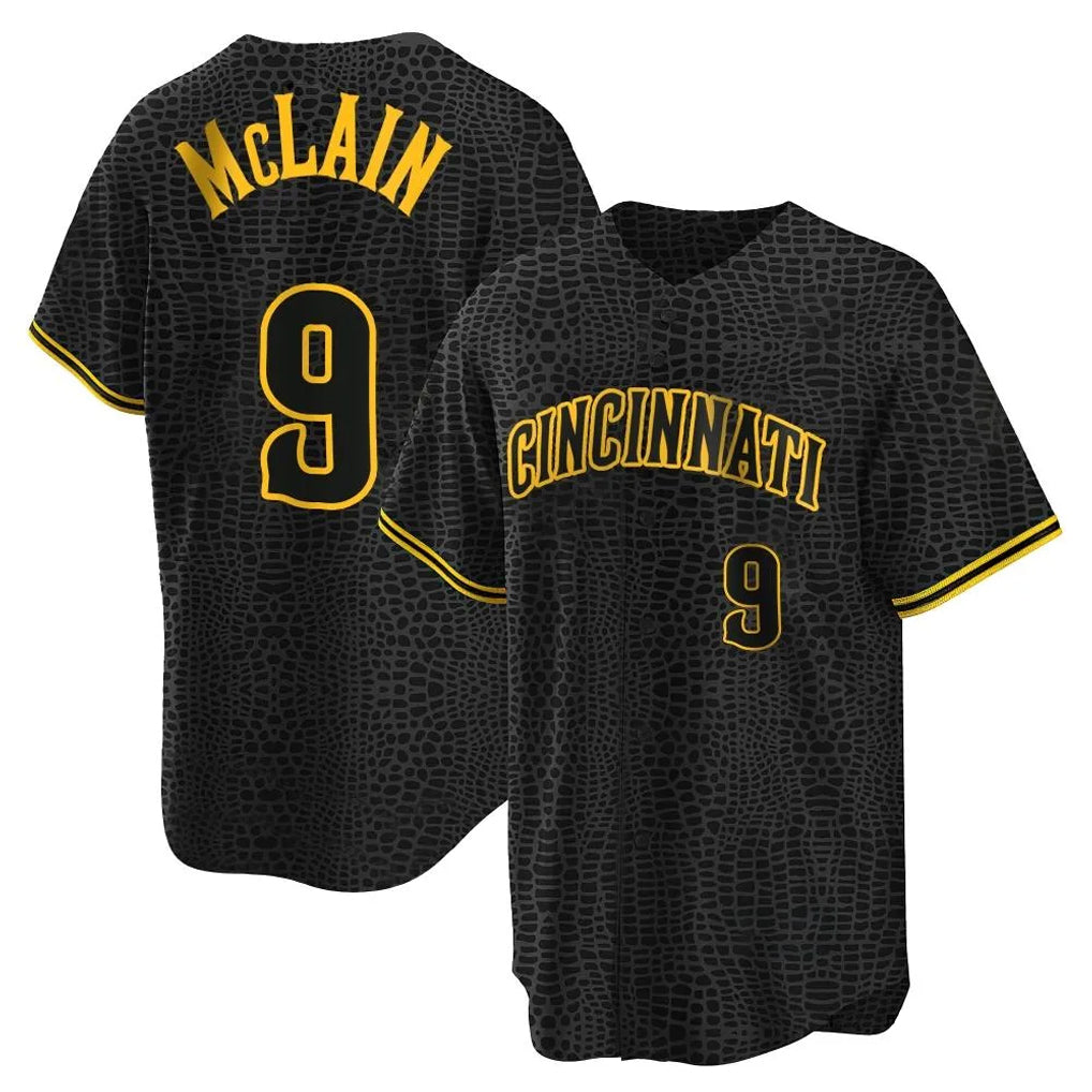 PETTCS C.Reds #9 Matt McLain Player Black Snake Skin City Home Stitched Jerseys