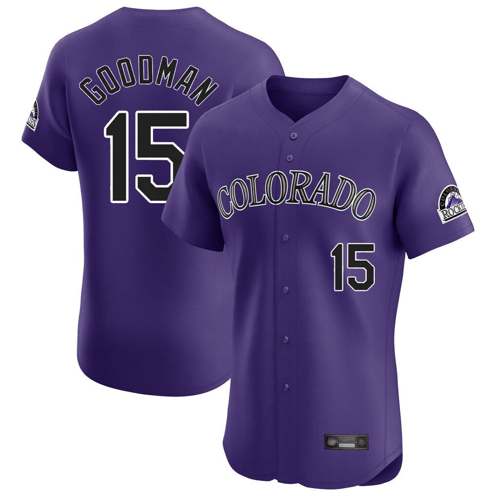 PETTCS C.Rockies #15 Hunter Goodman Player Purple Limited Elite Home Stitched Jerseys