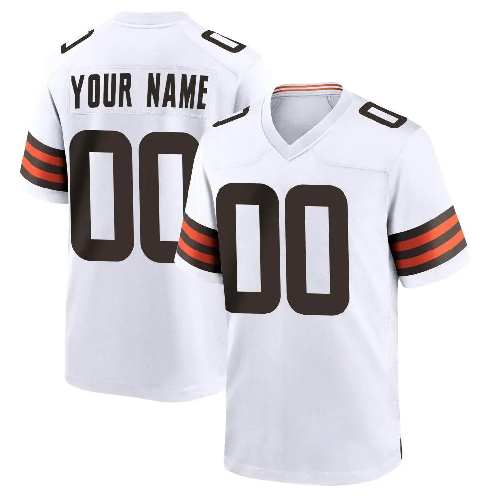 PETTCS Custom C.Browns White Home Game Any Name & Numbers Stitched Jerseys