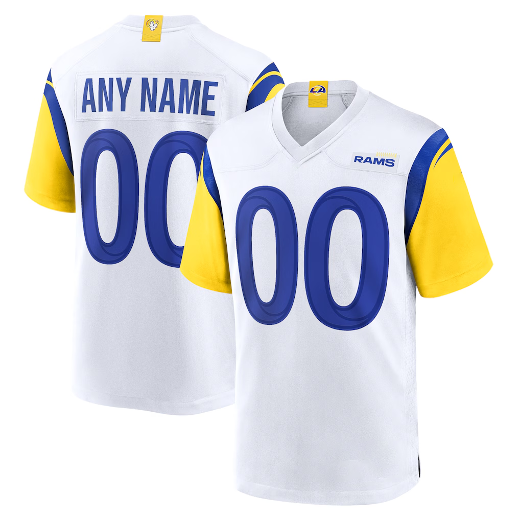 PETTCS Custom LA.Rams White Alternate Stitched Jerseys