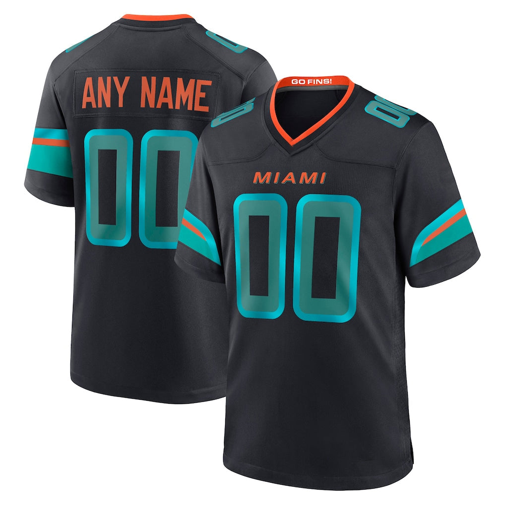 PETTCS Custom M.Dolphins Black Pitch Rivalries Collection Home Game Any Name & Numbers Stitched Jerseys