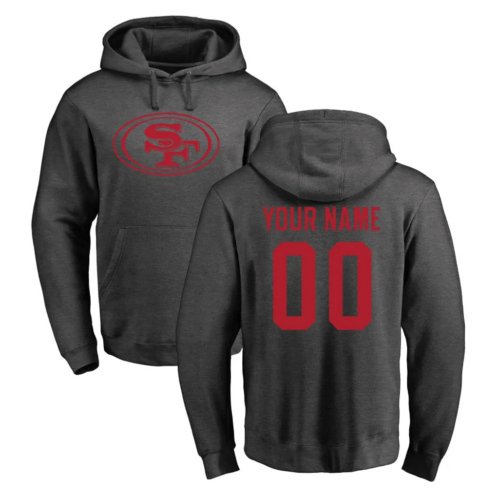 PETTCS Custom SF.49ers Anthracite Pullover Hoodies Home Game Any Name & Numbers Stitched Jerseys