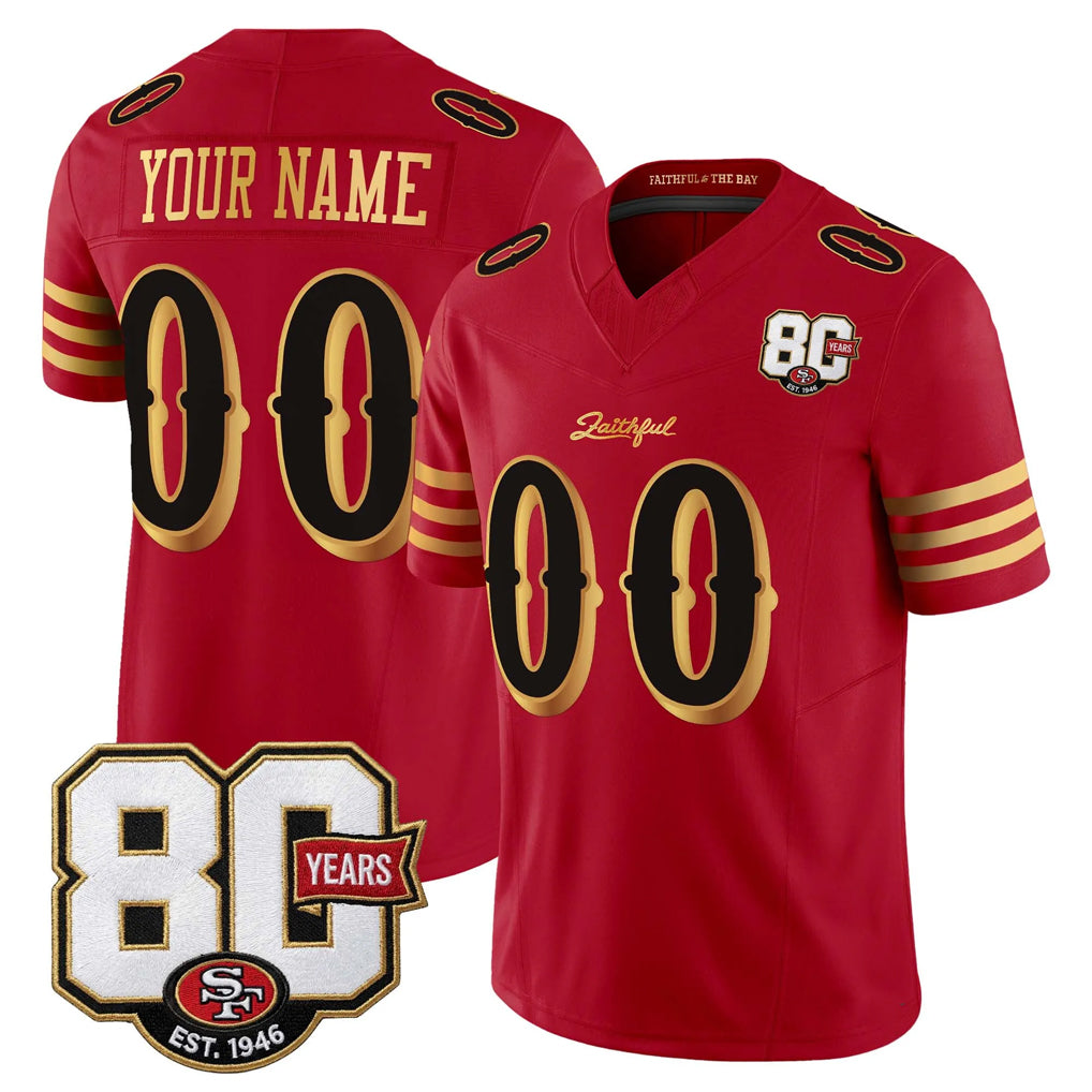 PETTCS Custom SF.49ers Red Limited 80th Rivalries Collection Home Game Any Name & Numbers Stitched Jerseys