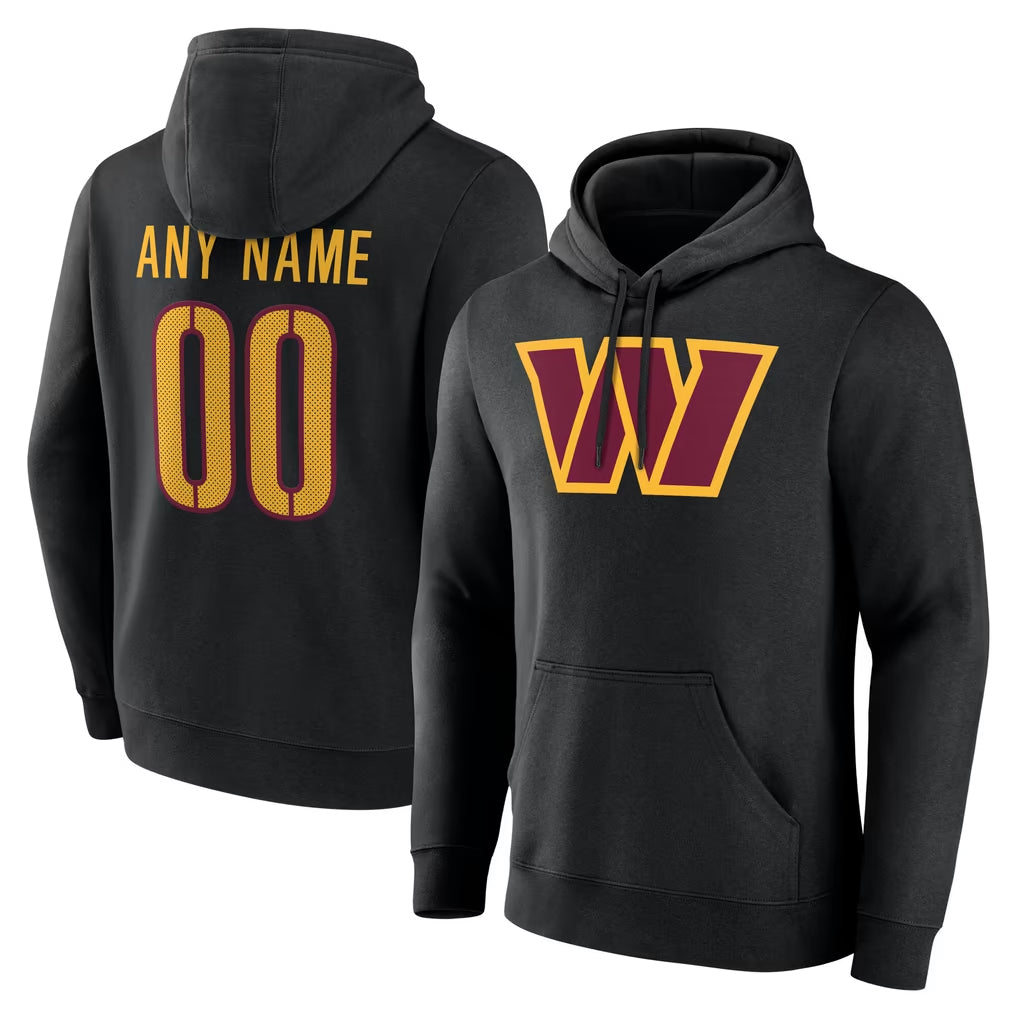 PETTCS Custom W.Commanders Gray LOGO Performance Pullover Hoodies Game Any Name & Numbers Stitched Jerseys