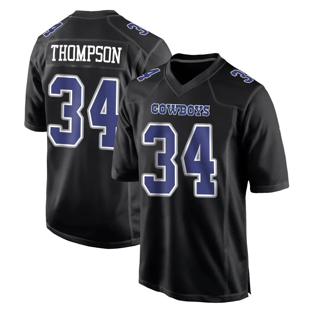 PETTCS D.Cowboys #34 Jalen Thompson Player Carbon Black Fashion Home Game Stitched Jerseys