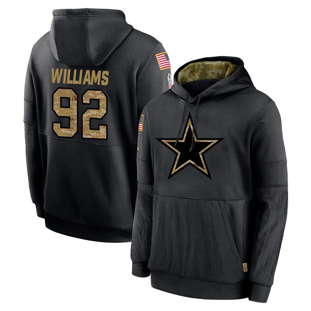 PETTCS D.Cowboys #92 Quinnen Williams Player Black Salute to Service Pullover Hoodies Limited Stitched Jerseys