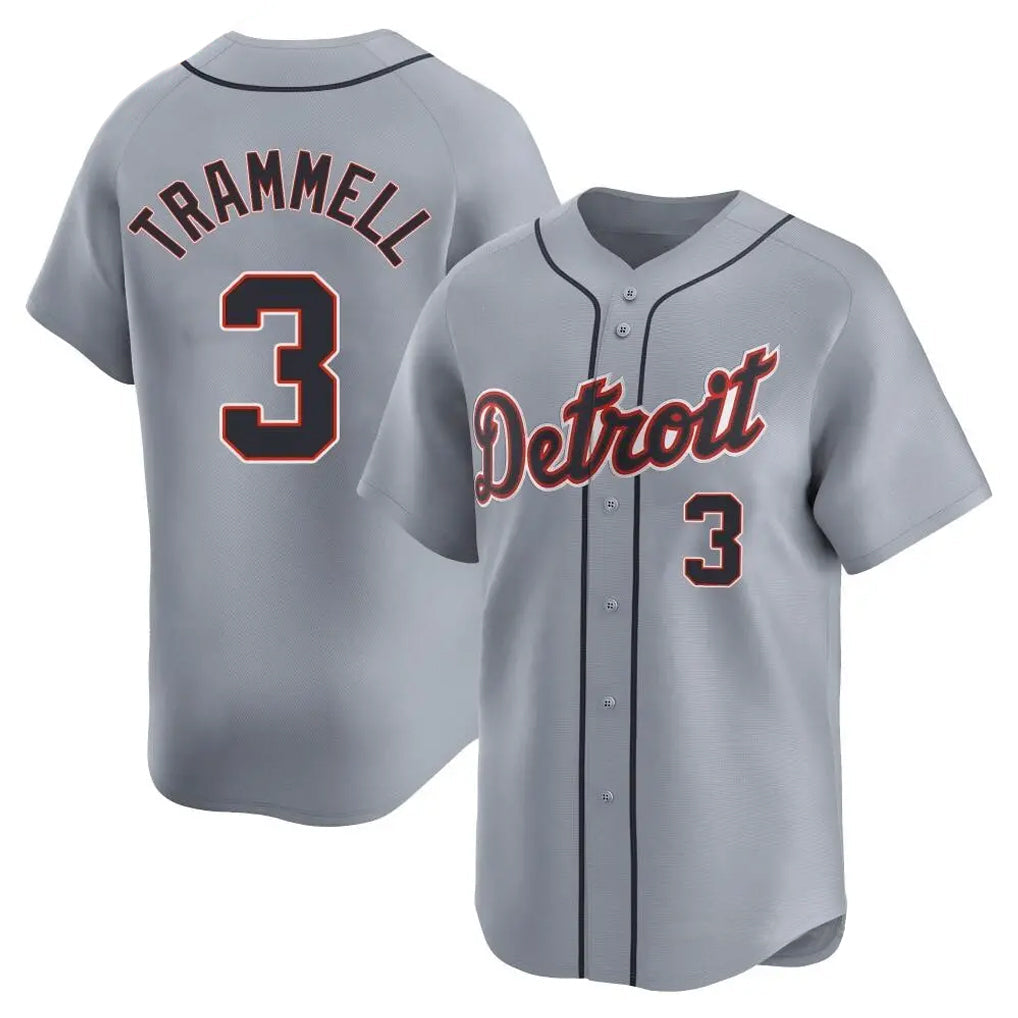 PETTCS D.Tigers #3 Alan Trammell Player Gray Home Limited Stitched Jerseys