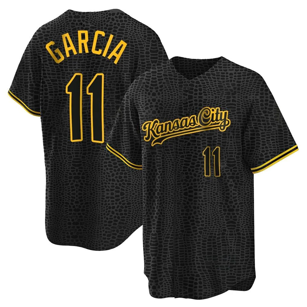 PETTCS KC.Royals #11 Maikel Garcia Player Black Snake Skin City Game Stitched Jerseys