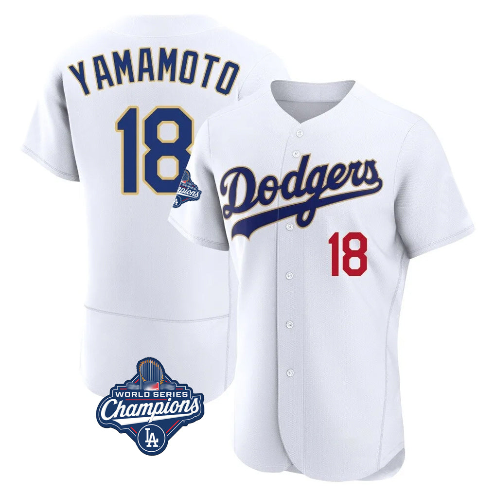 PETTCS LA.Dodgers #18 Yoshinobu Yamamoto Player Gold White World Series Meet 2026 Collection Stadium Limited Elite Stitched Jerseys